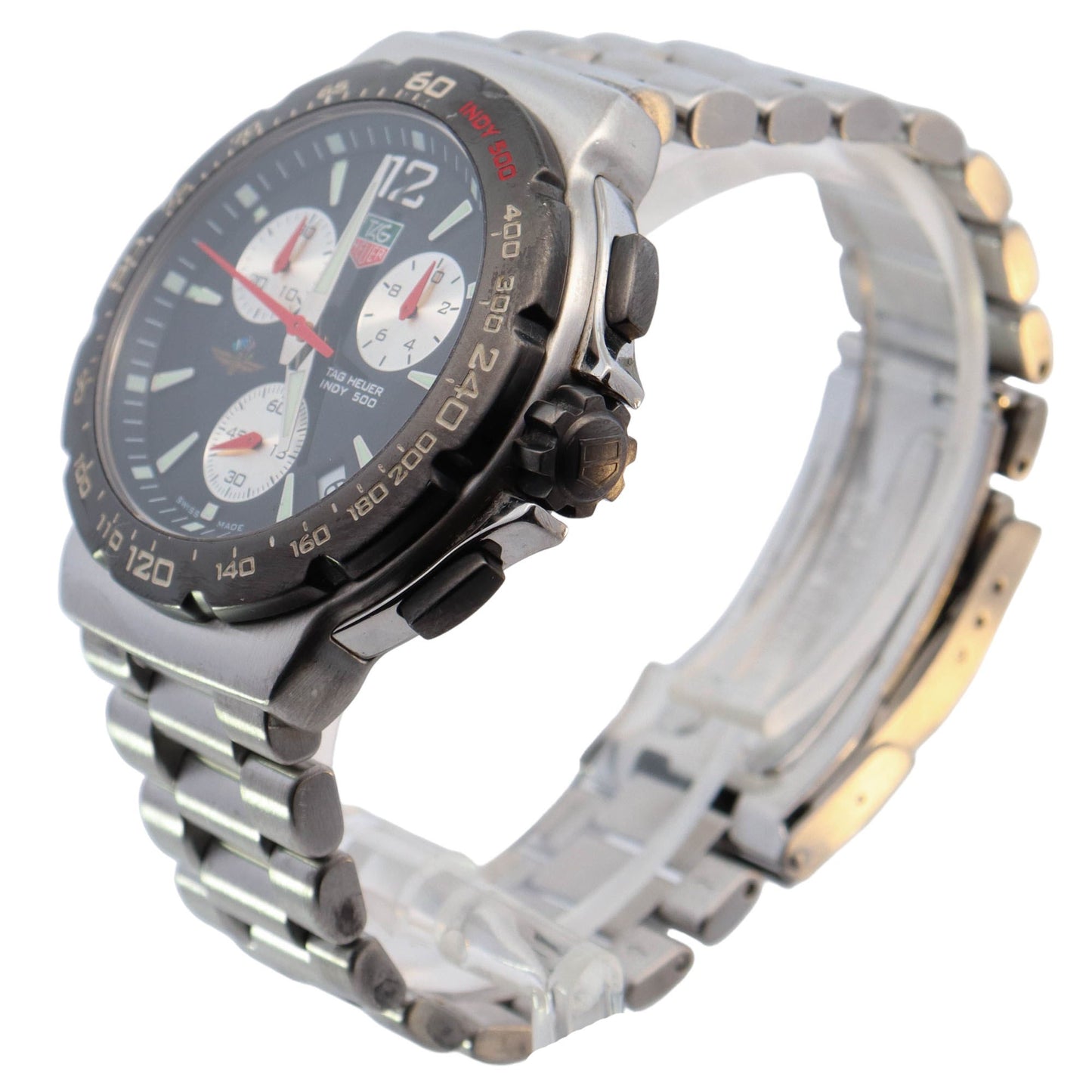 Tag Heuer Formula 1 Quartz Indy 500 Stainless Steel 41mm Black Chronograph Dial Watch Reference# CAC111A.BA0850