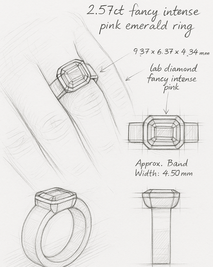 2.57 Fancy Pink East-West Emerald Engagement Ring - Happy Jewelers Fine Jewelry Lifetime Warranty