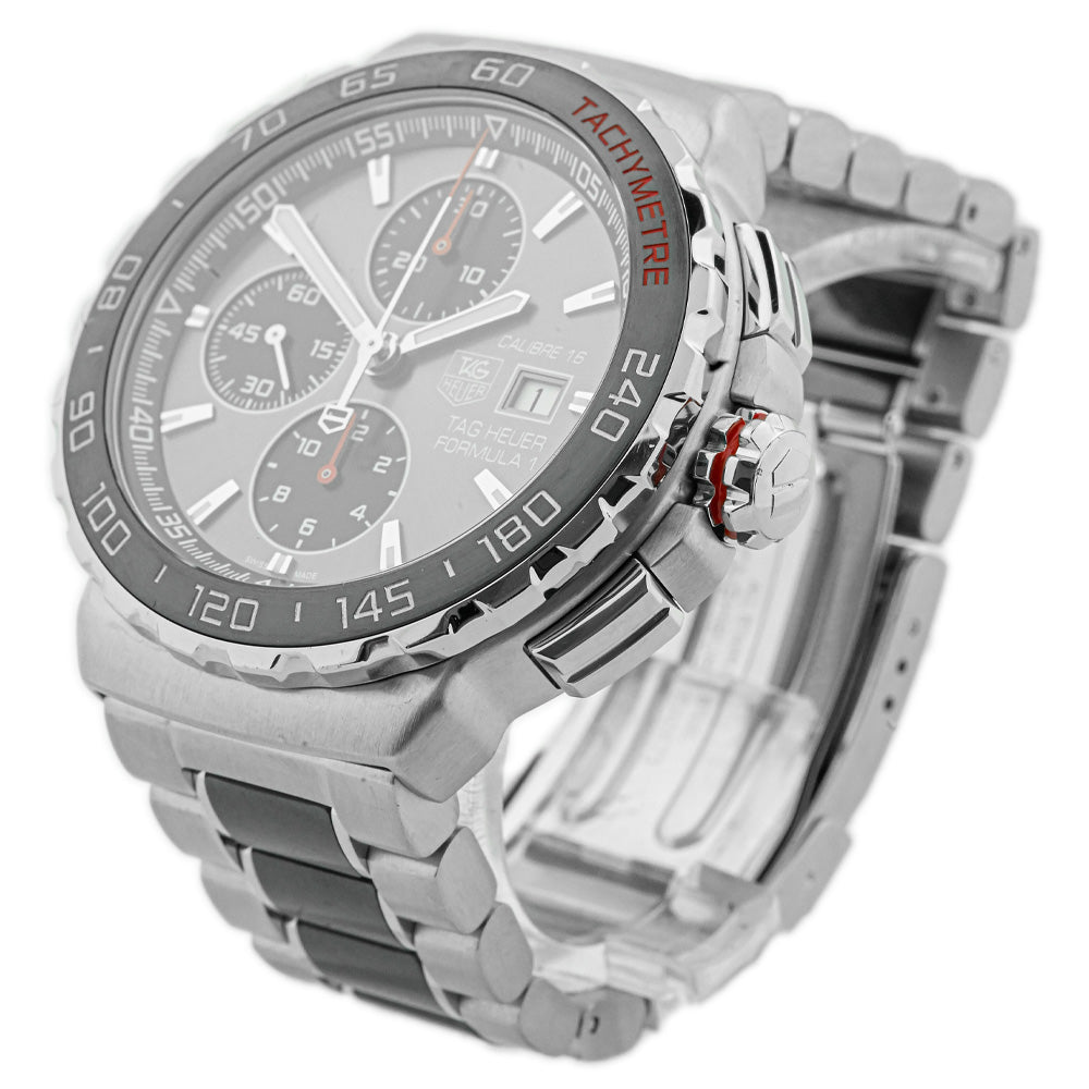 Tag Heuer Men's Formula 1 Chronograph Stainless Steel & Ceramic 44mm Anthracite Stick Dial Watch Reference #: CAU2011.BA0873 - Happy Jewelers Fine Jewelry Lifetime Warranty