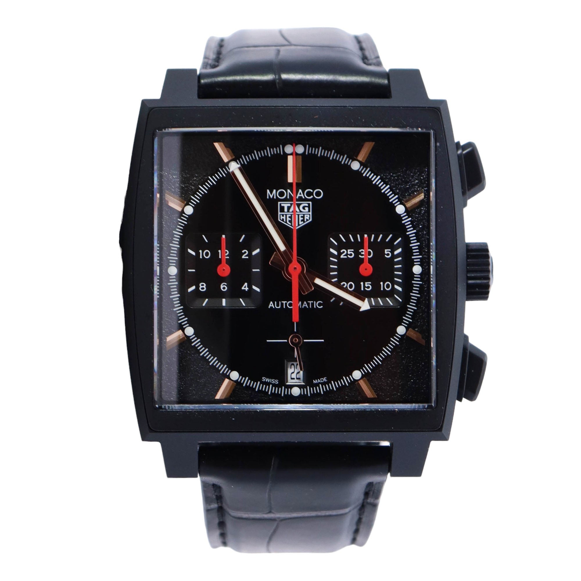 Tag Heuer Monaco 39mm Black Chronograph Dial Ref# CBL2180 - Happy Jewelers Fine Jewelry Lifetime Warranty