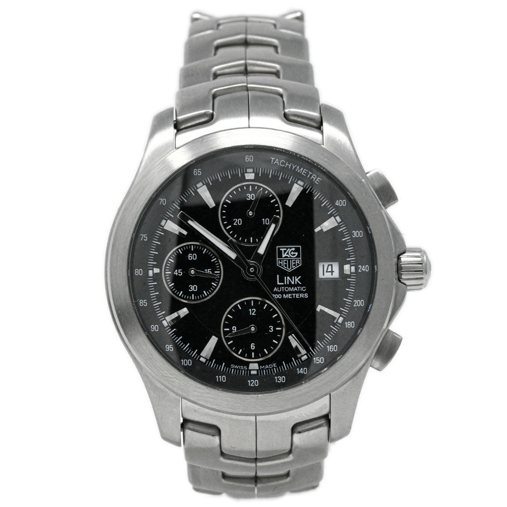 Tag Heuer Link Stainless Steel 42mm Black Chronograph Dial Watch Reference# CJF2110 - Happy Jewelers Fine Jewelry Lifetime Warranty