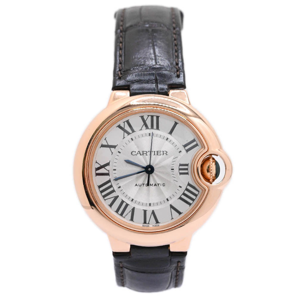 Cartier Unisex Ballon Blue 18K Rose Gold 42mm Silver Roman Dial Watch Reference #: W6920097 - Happy Jewelers Fine Jewelry Lifetime Warranty