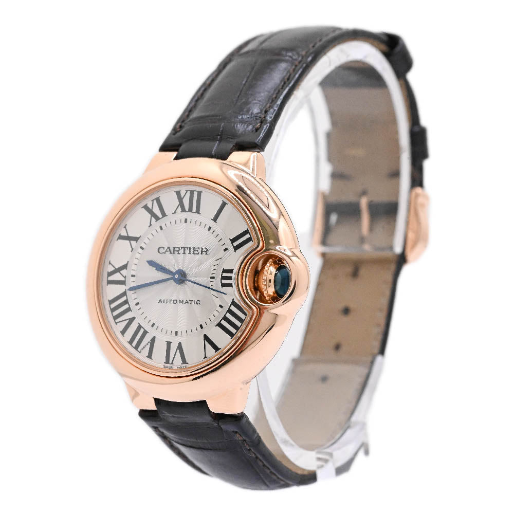 Cartier Unisex Ballon Blue 18K Rose Gold 42mm Silver Roman Dial Watch Reference #: W6920097 - Happy Jewelers Fine Jewelry Lifetime Warranty