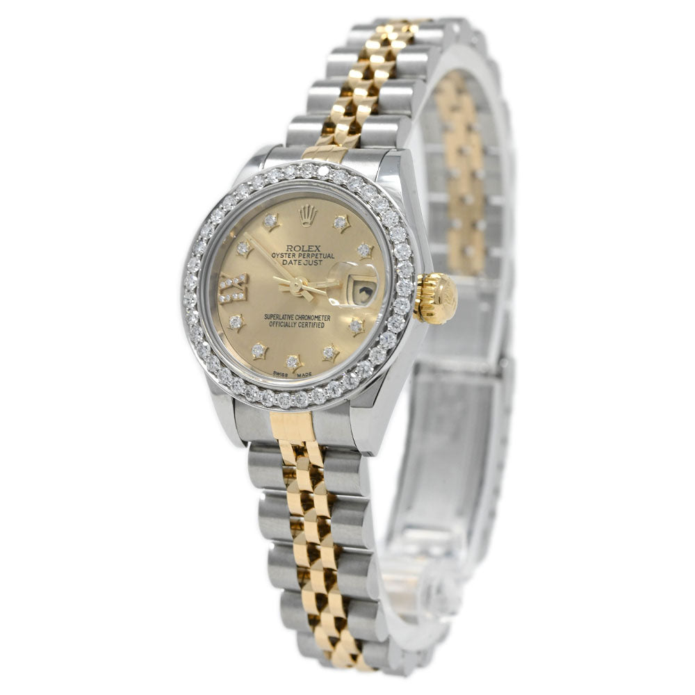 Rolex Ladies Datejust Yellow Gold & Stainless Steel 26mm Custom Champagne Diamond Dial Watch Reference# 69173 - Happy Jewelers Fine Jewelry Lifetime Warranty