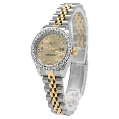 Rolex Ladies Datejust Yellow Gold & Stainless Steel 26mm Custom Champagne Diamond Dial Watch Reference# 69173 - Happy Jewelers Fine Jewelry Lifetime Warranty