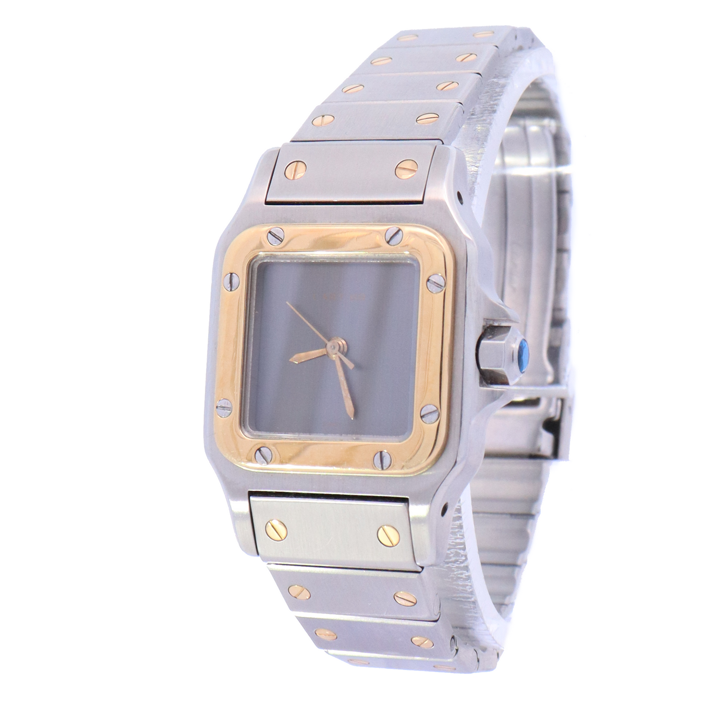 Cartier Santos Galbee Yellow Gold and Stainless Steel 24mm Grey Dial Watch | Ref# AC1430GR - Happy Jewelers Fine Jewelry Lifetime Warranty