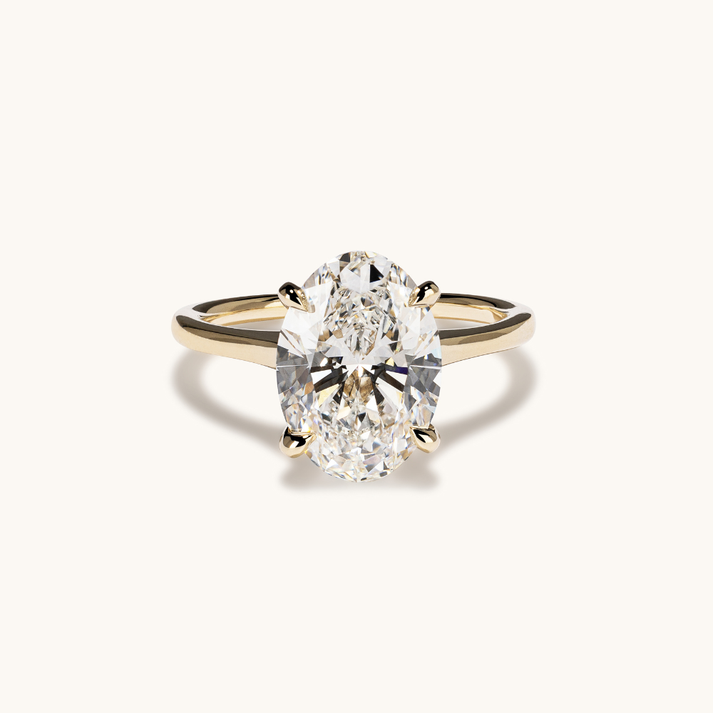 Oval Lab Diamond Cathedral Solitaire Engagement Ring