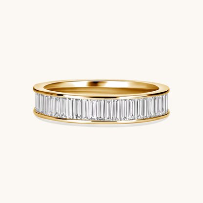 Yellow Gold Channel Set Baguette Lab Diamond Band