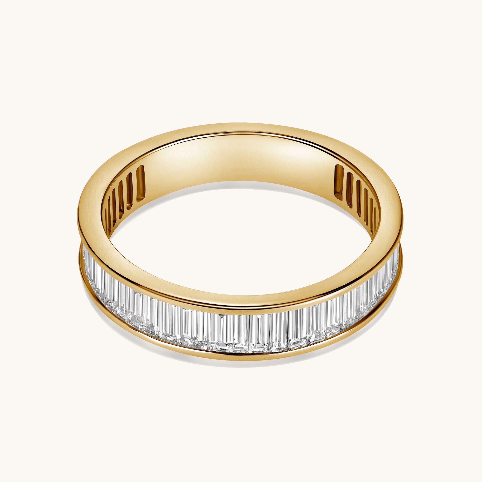 Yellow Gold Channel Set Baguette Lab Diamond Band