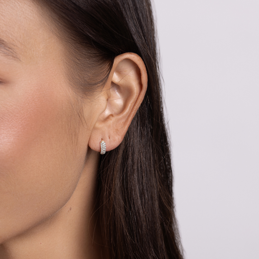 Chunky Pave Diamond Petite Huggie - Happy Jewelers Fine Jewelry Lifetime Warranty