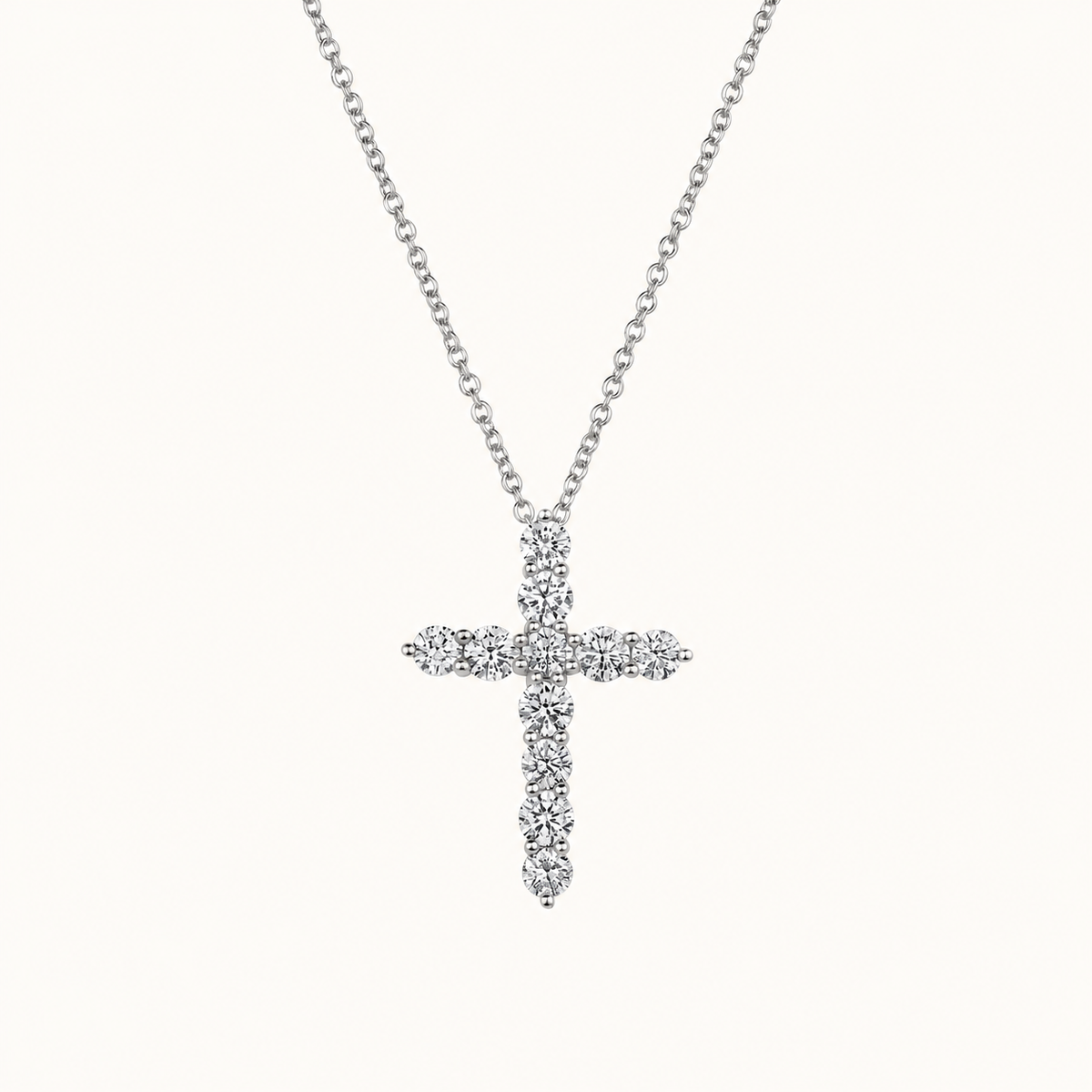 Classic Lab Diamond Cross Necklace