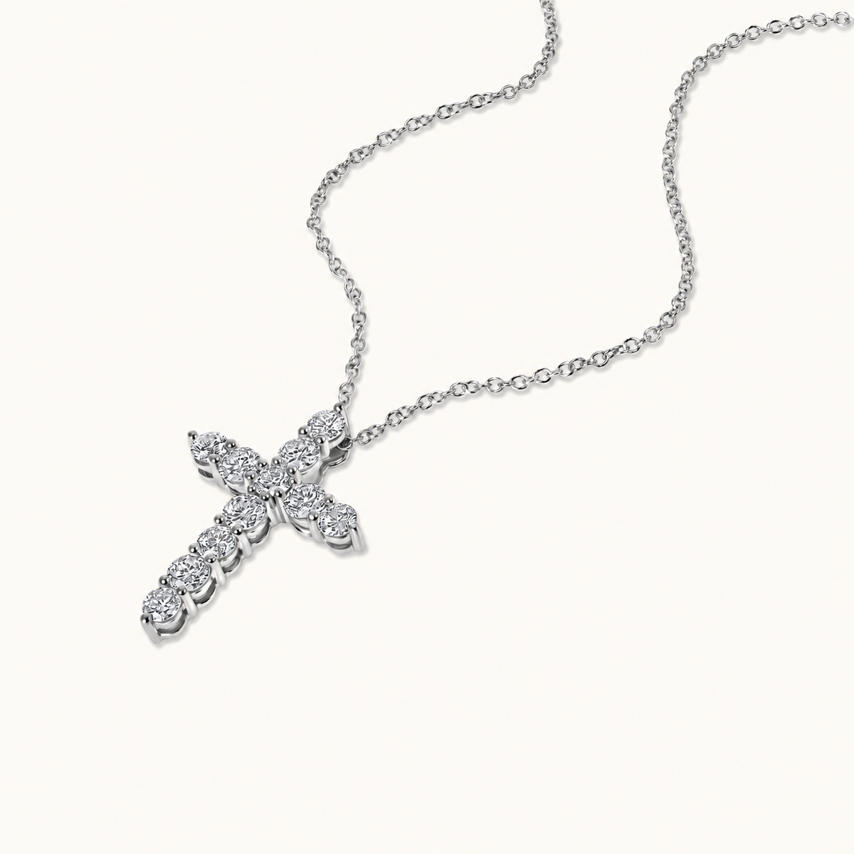 Classic Lab Diamond Cross Necklace