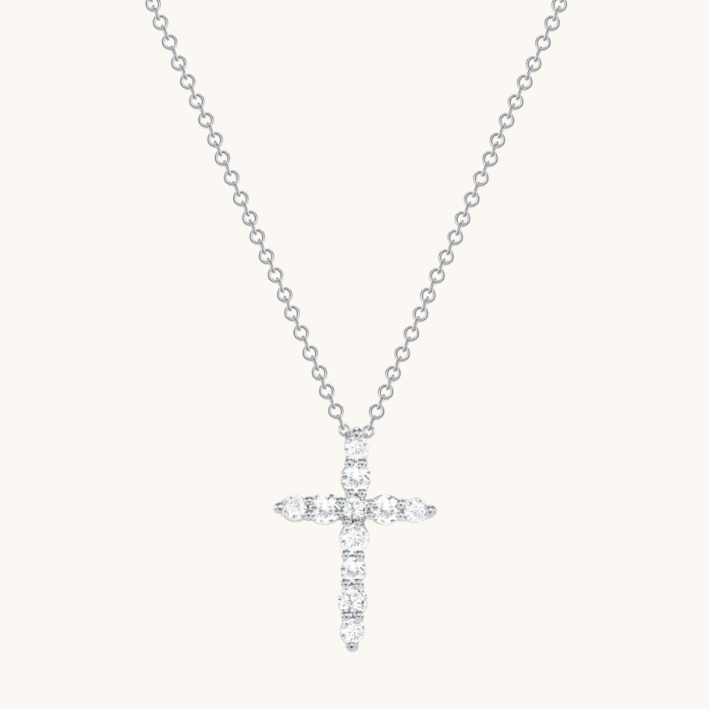Classic Lab Diamond Cross Necklace - Happy Jewelers Fine Jewelry Lifetime Warranty
