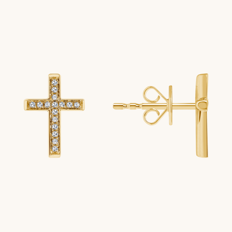 Classic Small Diamond Cross Earrings - Happy Jewelers Fine Jewelry Lifetime Warranty