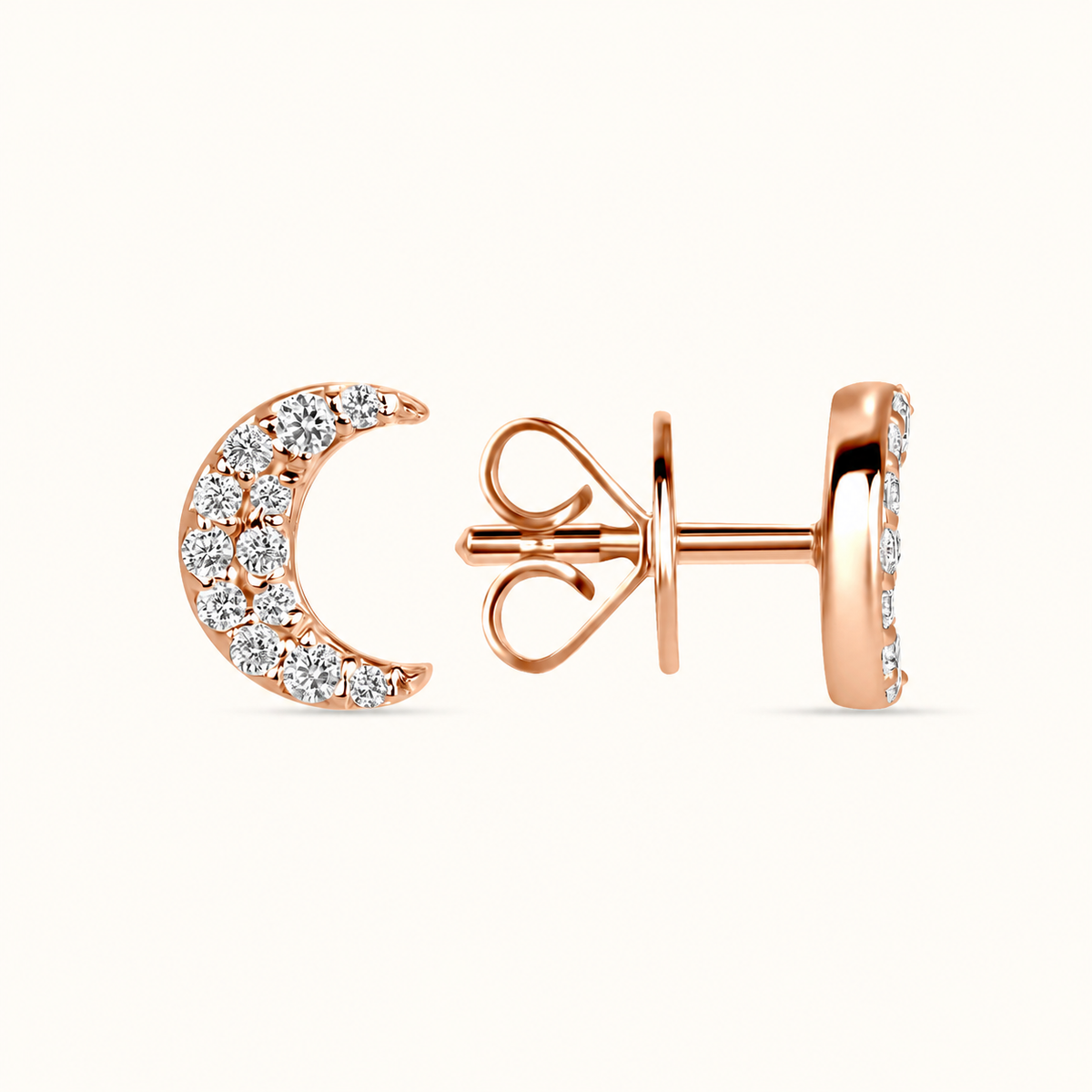 Crescent Moon Diamond Stud Earrings