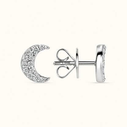 Crescent Moon Diamond Stud Earrings