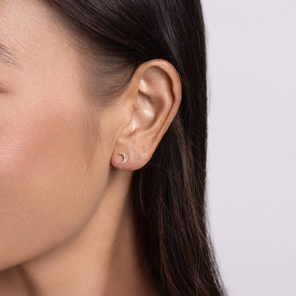 Crescent Moon Stud Earrings - Happy Jewelers Fine Jewelry Lifetime Warranty