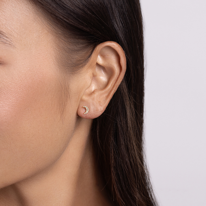 Crescent Moon Stud Earrings - Happy Jewelers Fine Jewelry Lifetime Warranty