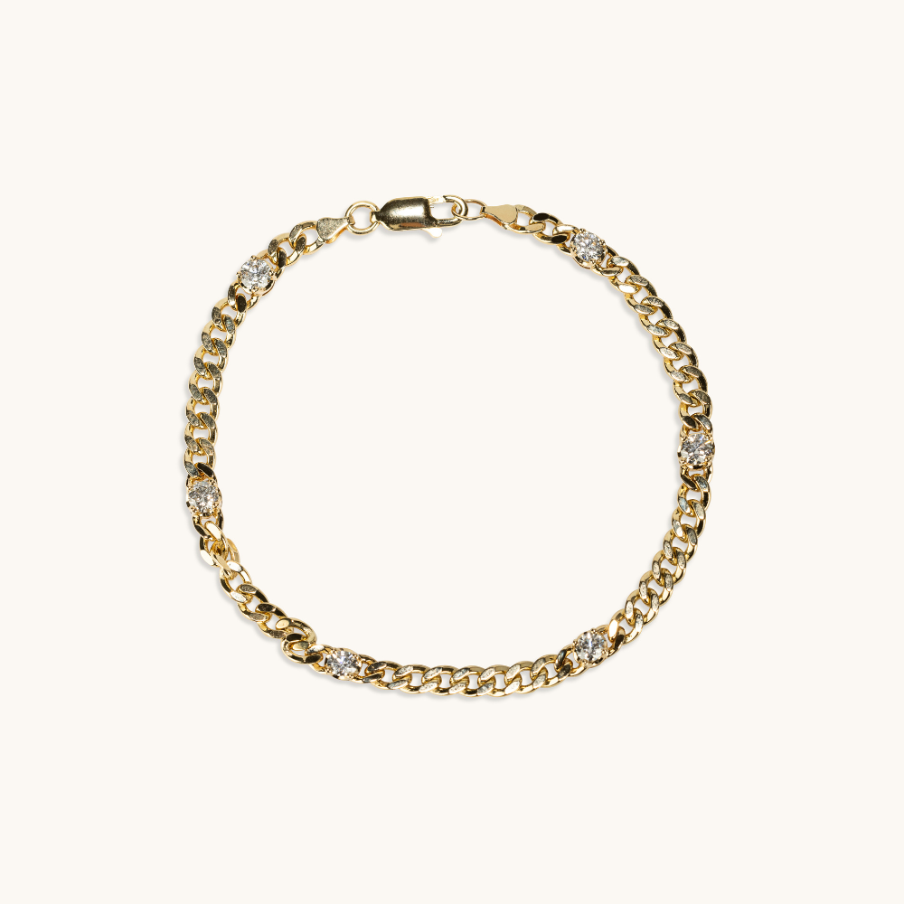 Lab Diamond Curb Chain Bracelet