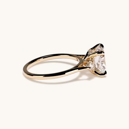 3.01 Cushion Lab Diamond 3-Stone Engagement Ring with Hidden Halo - Happy Jewelers Fine Jewelry Lifetime Warranty