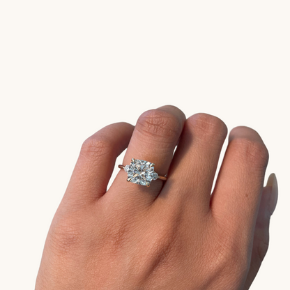 3.01 Cushion Lab Diamond 3-Stone Engagement Ring with Hidden Halo - Happy Jewelers Fine Jewelry Lifetime Warranty