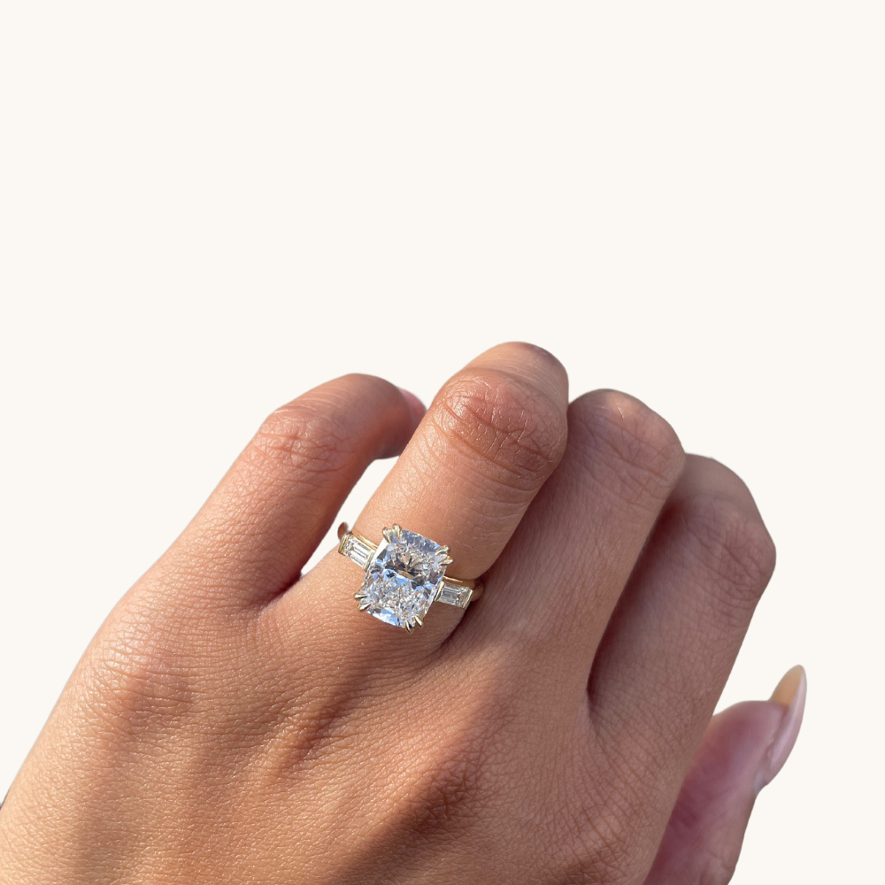 3.58 Cushion Lab Diamond 3-Stone Engagement Ring - Happy Jewelers Fine Jewelry Lifetime Warranty