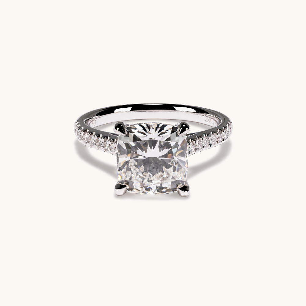 3.10 Cushion Lab Diamond Engagement Ring with Hidden Halo