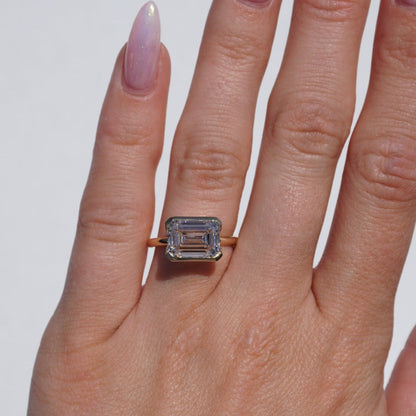 4.51 Carat Lab Emerald East West Engagement Ring - Happy Jewelers Fine Jewelry Lifetime Warranty