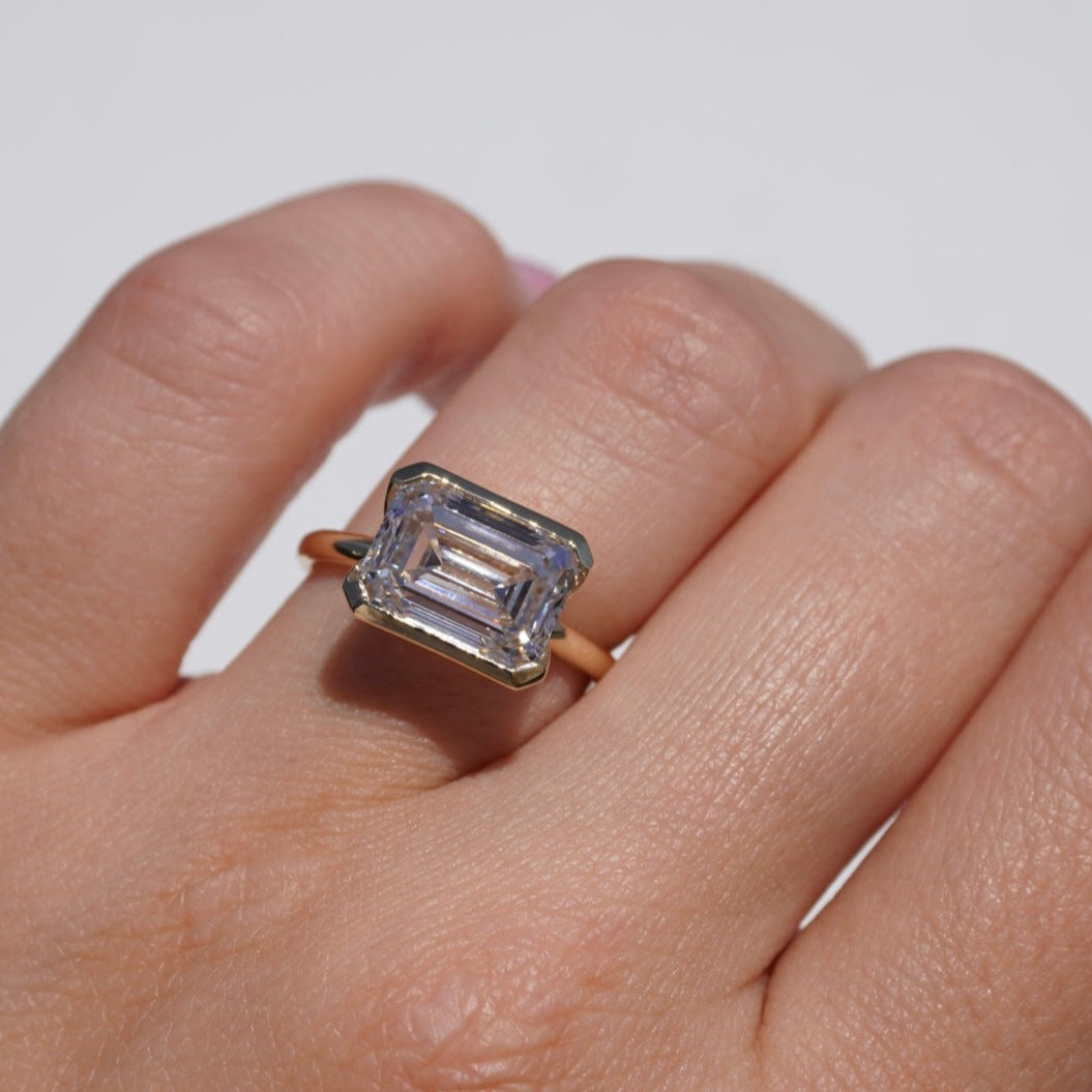 4.51 Carat Lab Emerald East West Engagement Ring - Happy Jewelers Fine Jewelry Lifetime Warranty