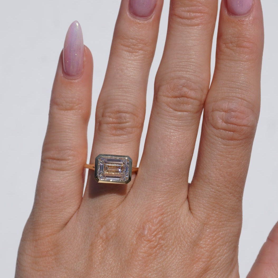 4.10 Carat Lab Emerald East-West Engagement Ring - Happy Jewelers Fine Jewelry Lifetime Warranty