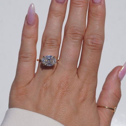 Oval Lab Diamond East-West Engagement Ring – Happy Jewelers