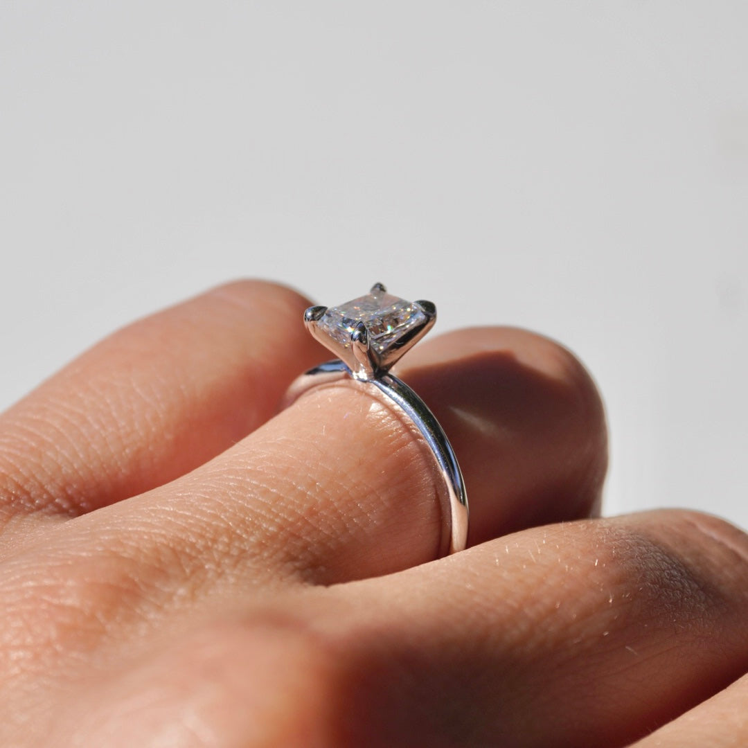 1.24 Radiant Lab Diamond Engagement Ring