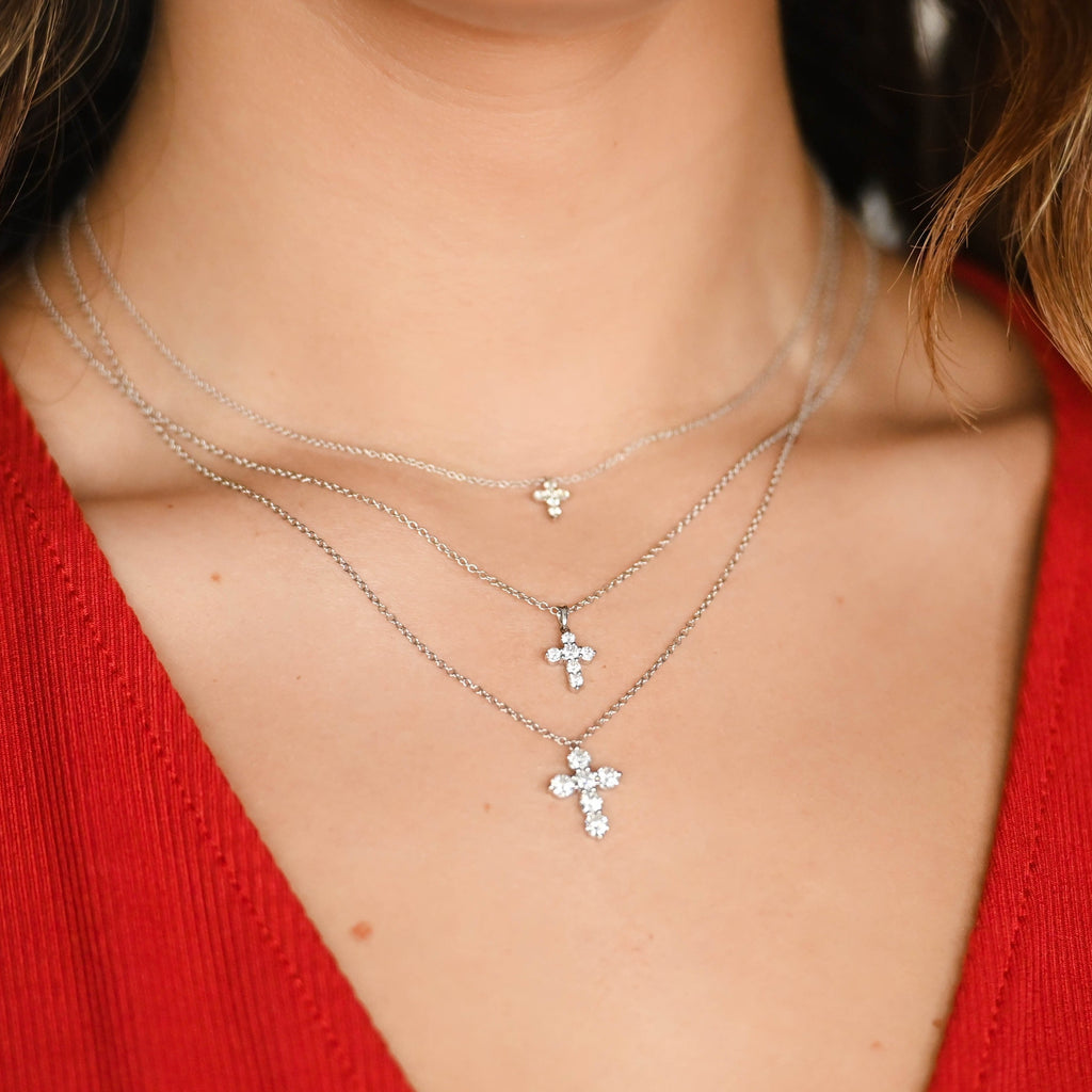 6 Stone Diamond Cross Necklace - Happy Jewelers Fine Jewelry Lifetime Warranty