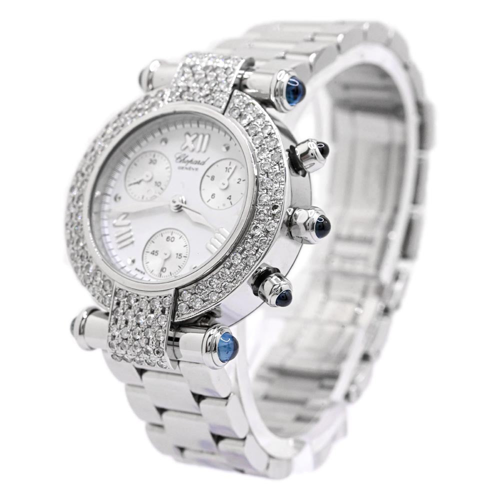 Chopard Ladies Imperiale Stainless Steel 35mm White Chronograph Roman Dial Watch Reference #: 8389-23 - Happy Jewelers Fine Jewelry Lifetime Warranty