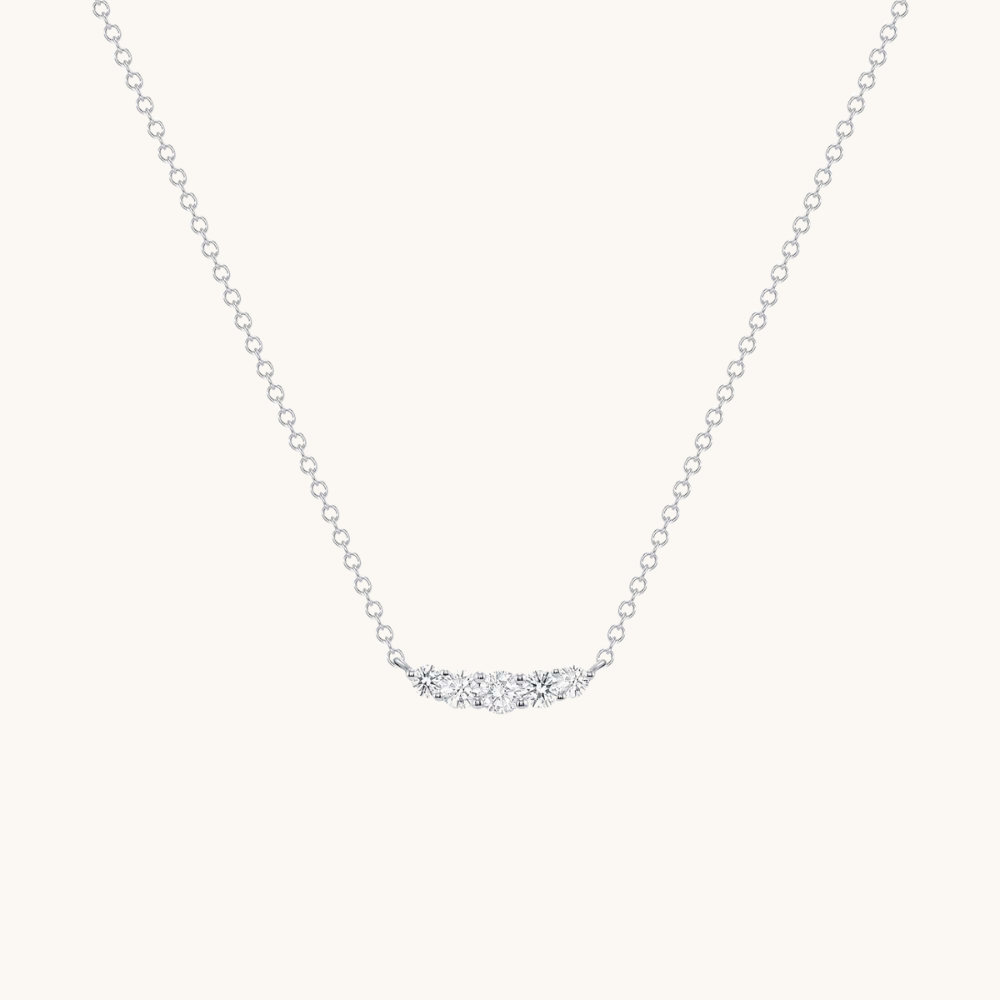 Dainty 5 Diamond Bar Pendant Necklace