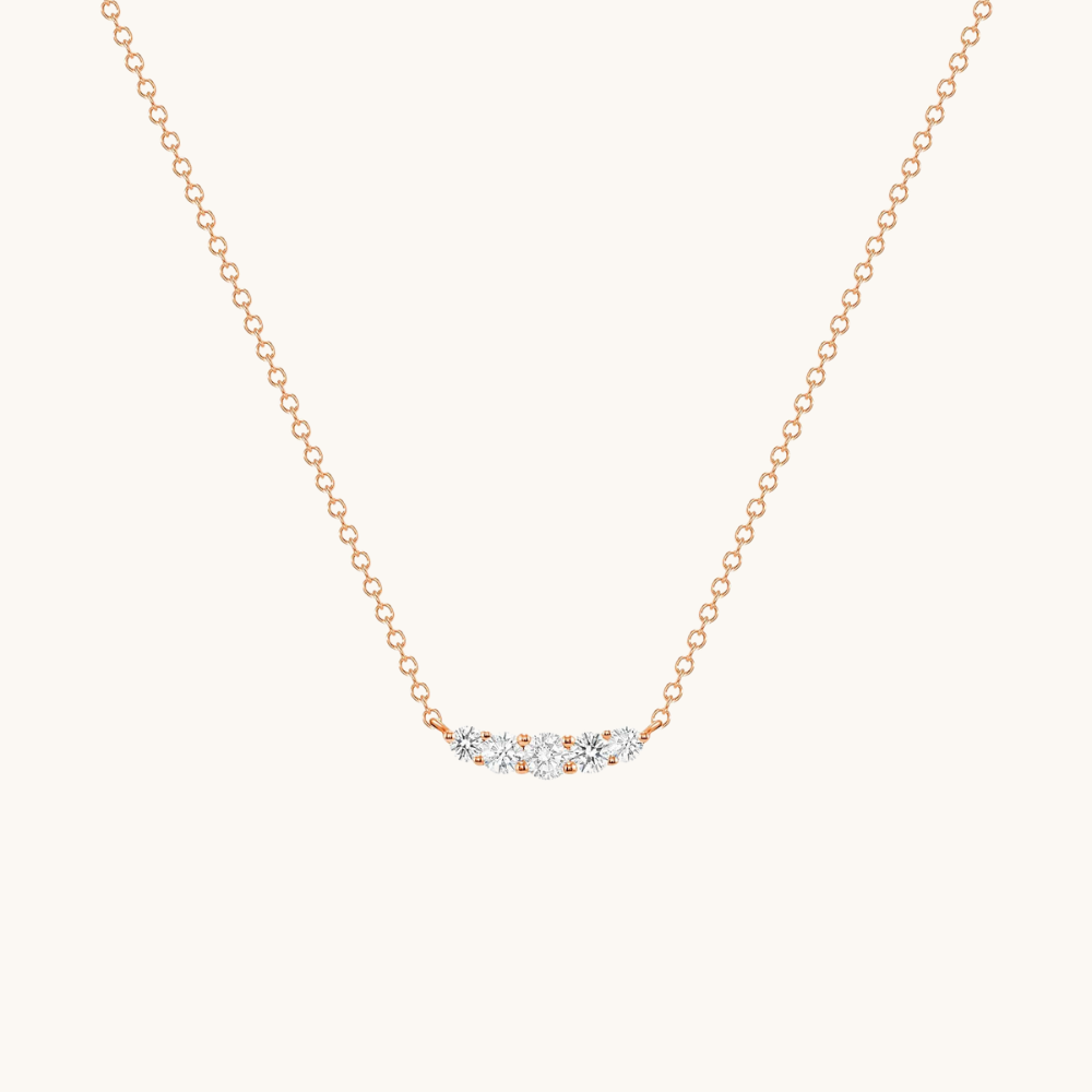 Dainty 5 Diamond Bar Pendant Necklace