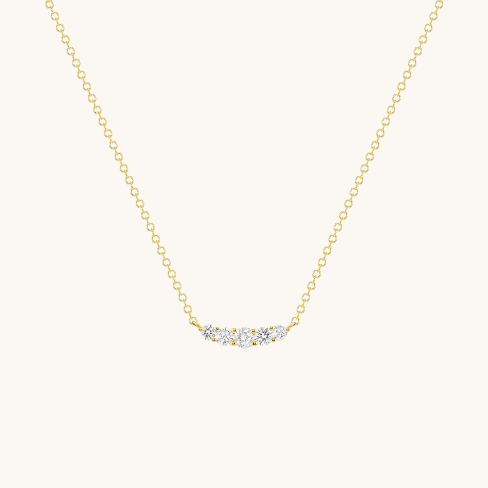 Dainty 5 Diamond Bar Pendant Necklace