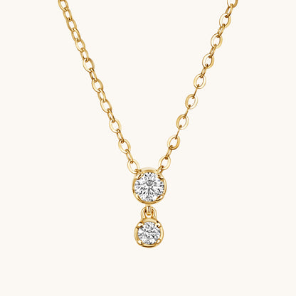 Yellow Gold Dainty Diamond Drop Pendant Necklace