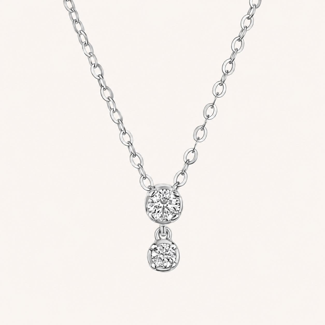 White Gold Dainty Diamond Drop Pendant Necklace