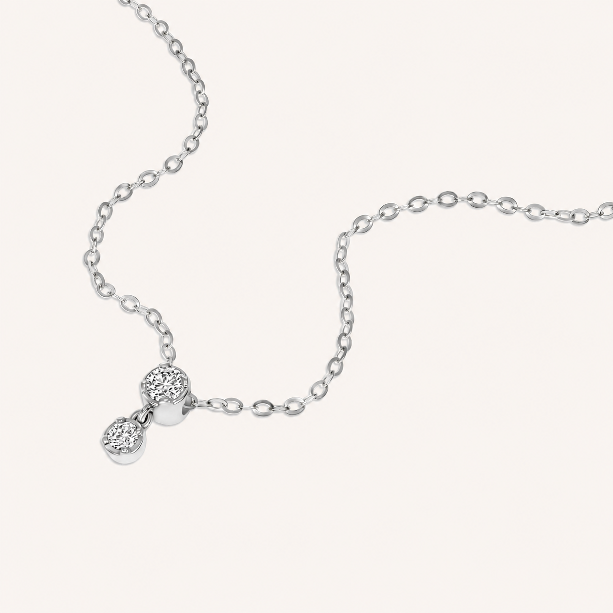 White Gold Dainty Diamond Drop Pendant Necklace
