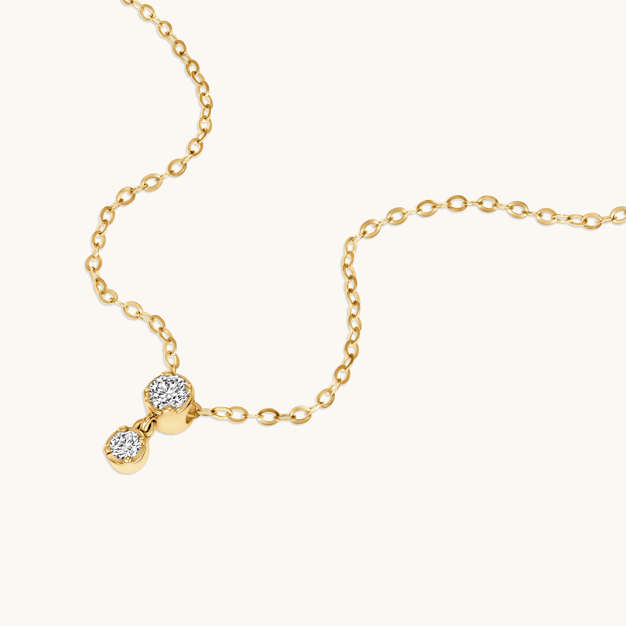 Yellow Gold Dainty Diamond Drop Pendant Necklace