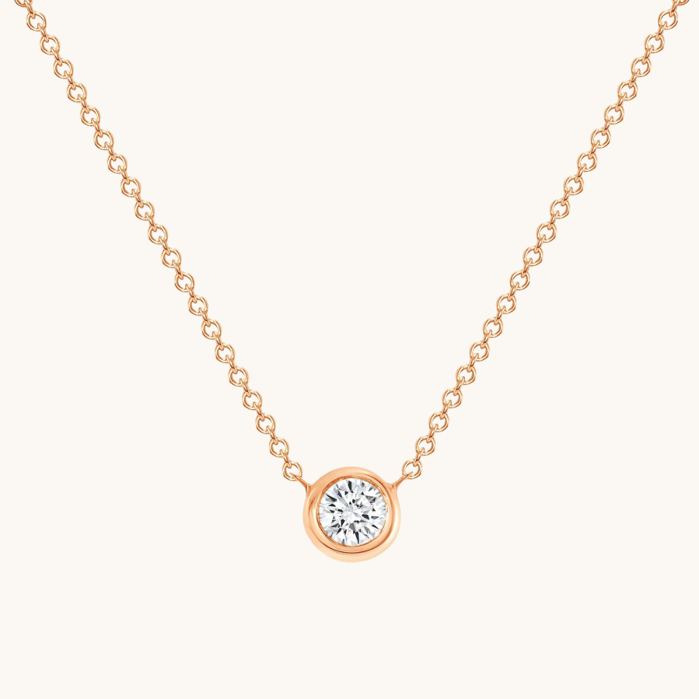 Diamond Bezel Solitaire Pendant Necklace