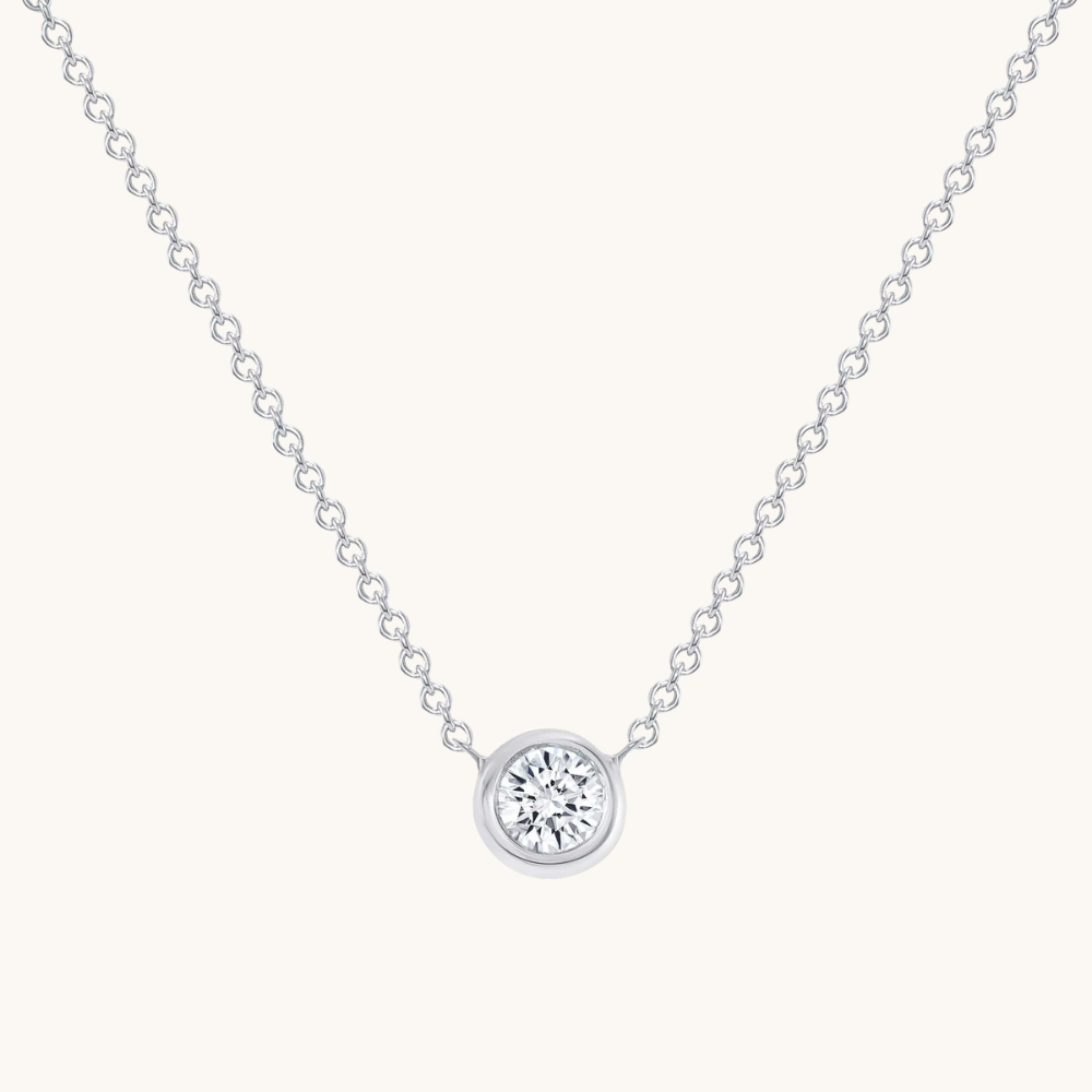 Diamond Bezel Solitaire Pendant Necklace