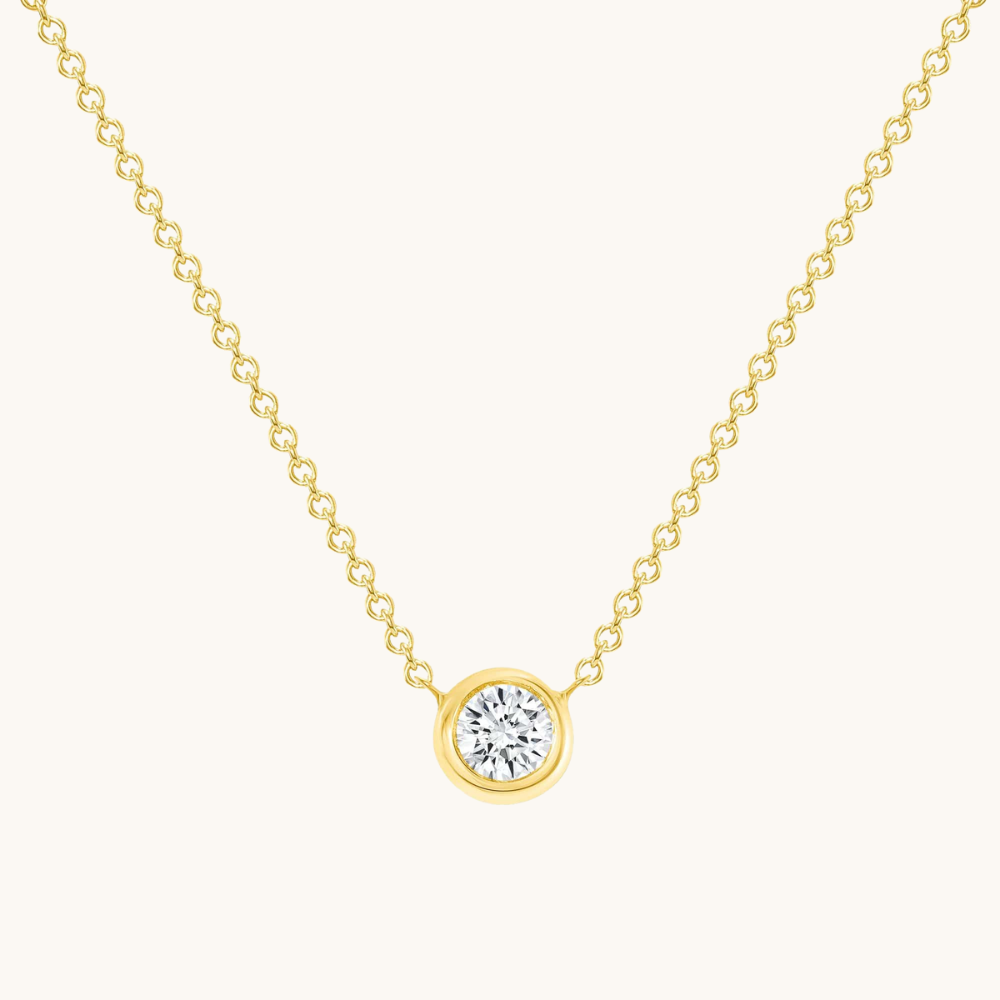 Diamond Bezel Solitaire Pendant Necklace - Happy Jewelers Fine Jewelry Lifetime Warranty