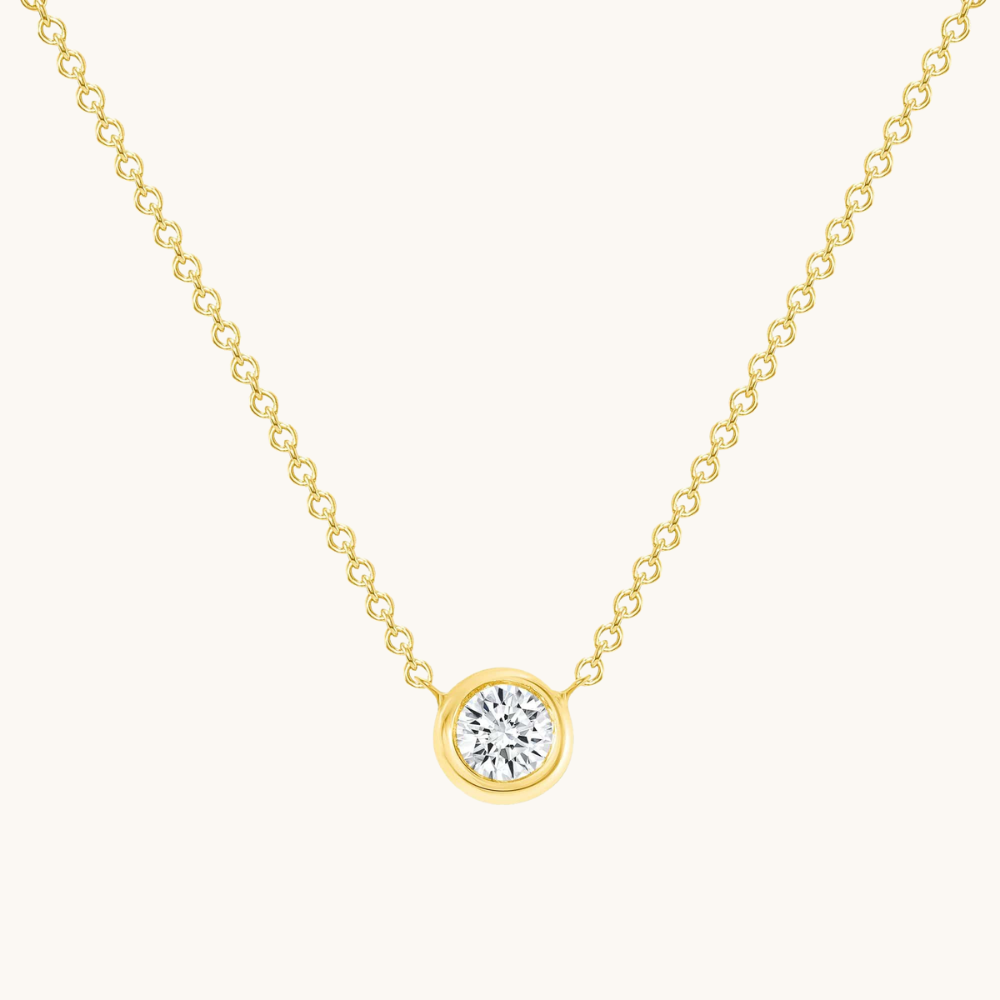 Diamond Bezel Solitaire Pendant Necklace