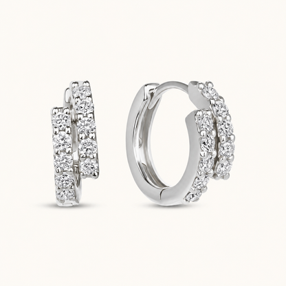 Diamond Double Row Huggie Hoops