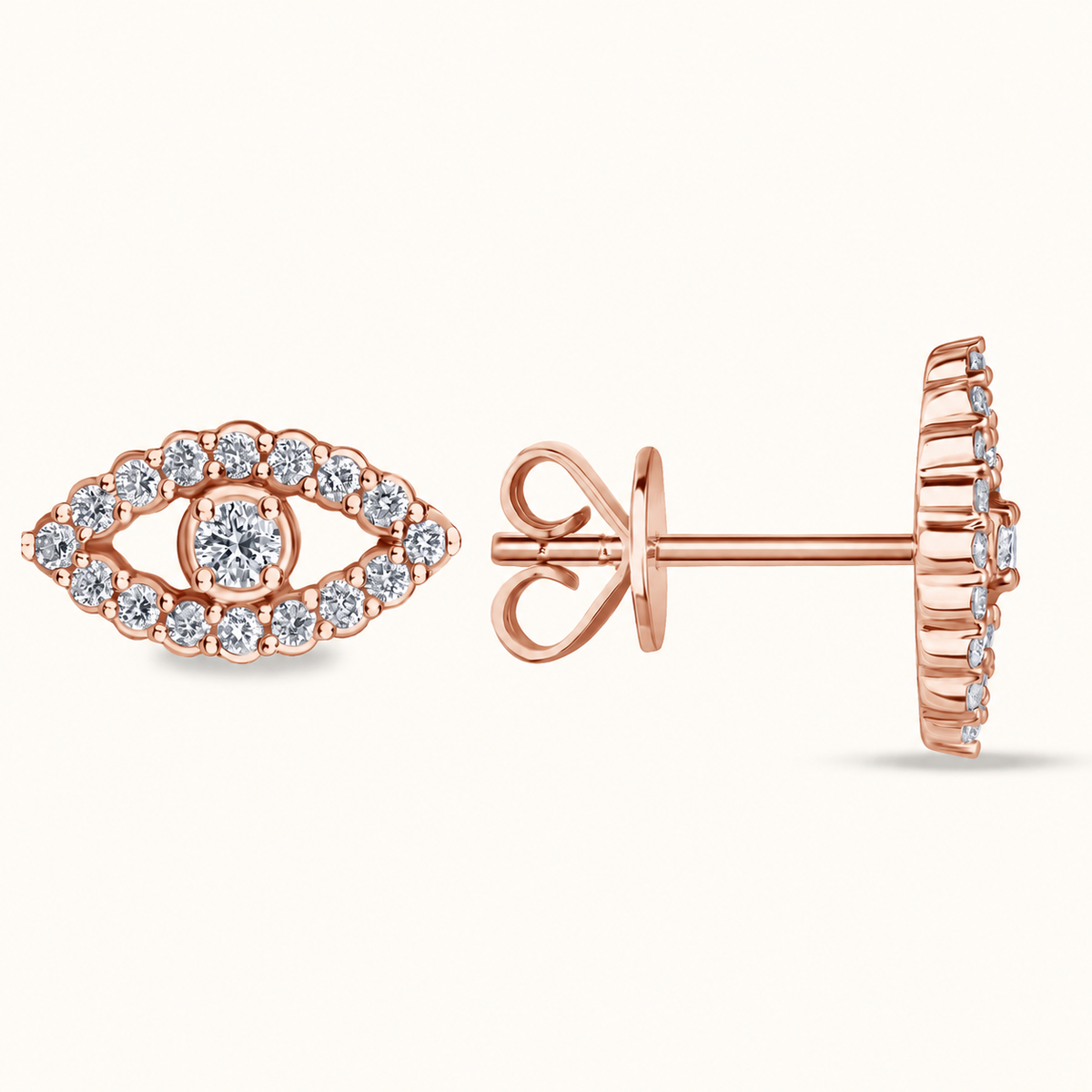 Diamond Evil Eye Stud Earrings