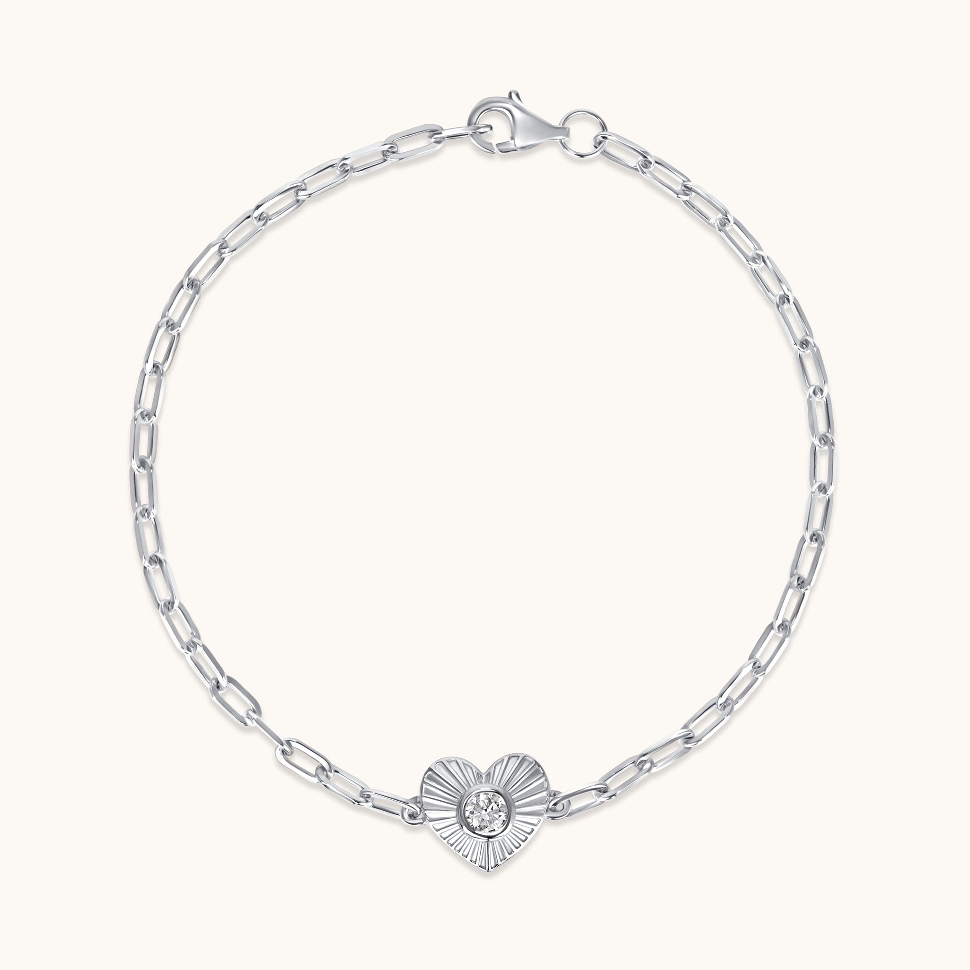 Diamond Fluted Heart Chain Bracelet - Happy Jewelers Fine Jewelry Lifetime Warranty