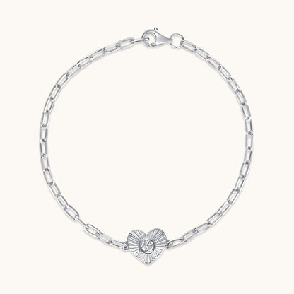 Diamond Fluted Heart Chain Bracelet - Happy Jewelers Fine Jewelry Lifetime Warranty
