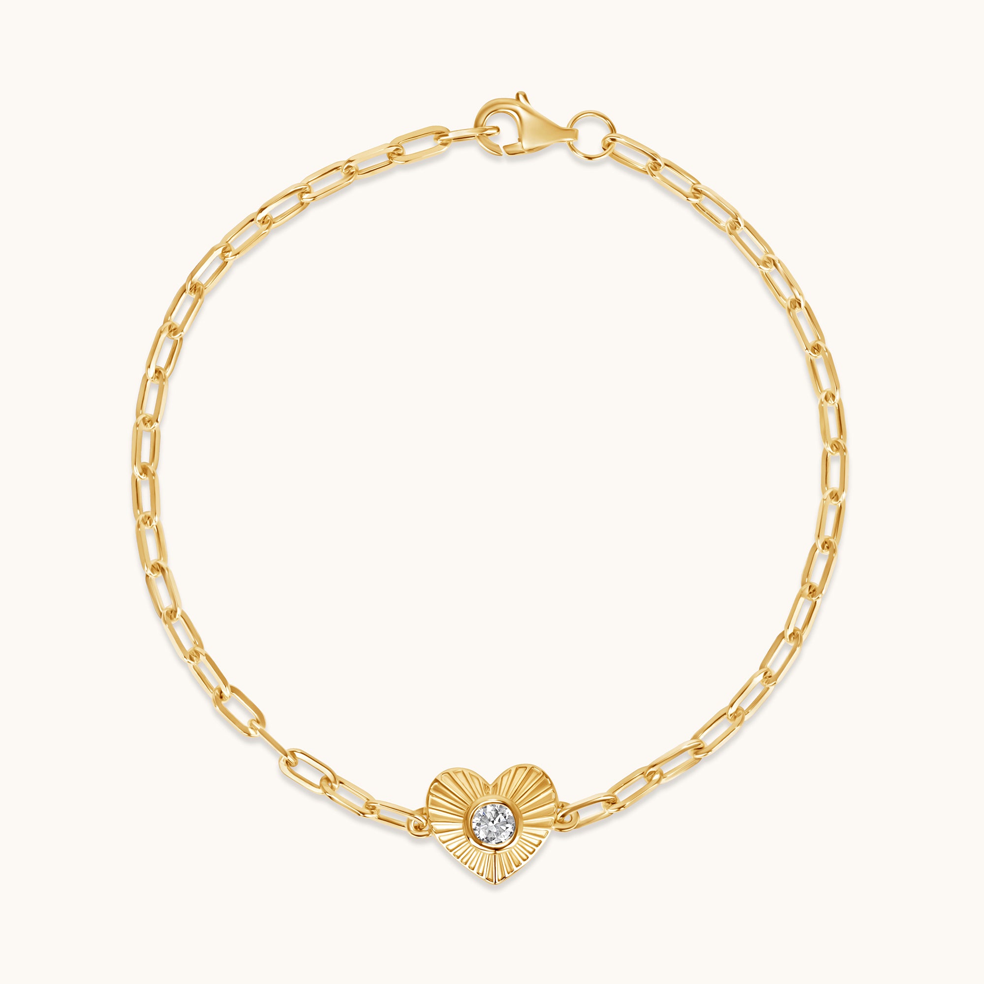 Diamond Fluted Heart Chain Bracelet - Happy Jewelers Fine Jewelry Lifetime Warranty